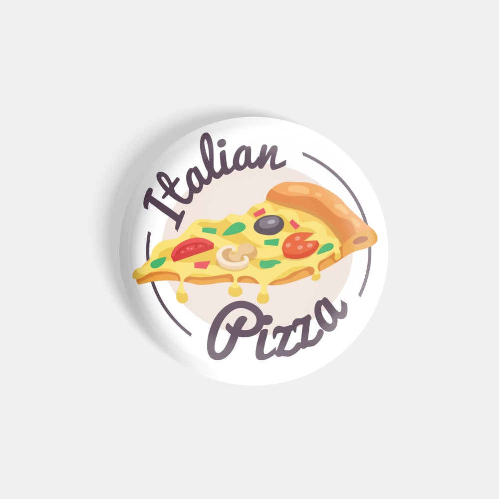 dhcrafts Round Fridge Magnet White Food Lovers Italian Pizza D2 Glossy Finish Design Pack of 1 (75 mm)